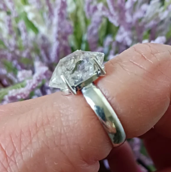 Herkimer Diamond 925 Sterling Silver Ring, Size 9 - Picture 6 of 12